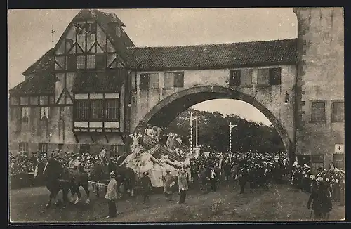 AK Hamburg, 16. Deutsches Bundesschiessen 1909, Festzug, Wikingerschiff