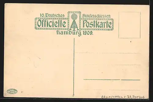 AK Hamburg, 16. Deutsches Bundesschiessen 1909, Festzug, Erntewagen