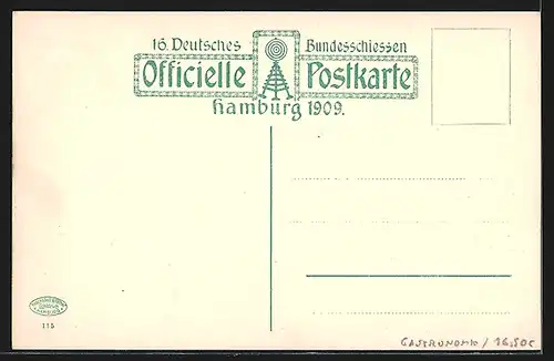 Künstler-AK Hamburg, 16. Deutsches Bundesschiessen 1909, Seefisch-Restaurant