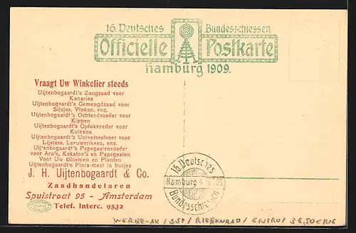 AK Hamburg, 16. Deutsches Bundesschiessen 1909, Gasthof Wurstglöckchen der Gebr. Kessler und Riesenrad