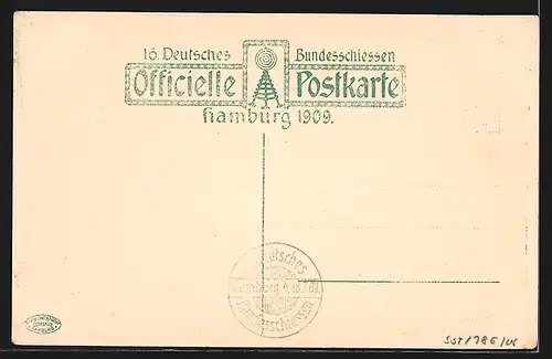 AK Hamburg, 16. Deutsches Bundesschiessen 1909, Festzug, Wikingerschiff