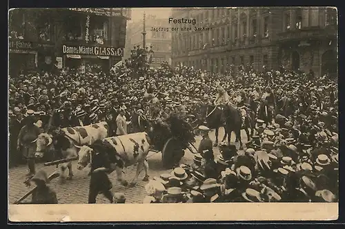 AK Hamburg, 16. Deutsches Bundesschiessen 1909, Festzug, Jagdzug der alten Sachsen