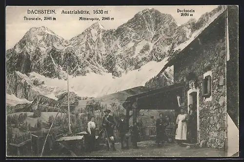 AK Austriahütte am Dachstein, Ansicht gegen Thorstein und Mitterspitz