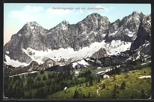 AK Austriahütte, Berghütte mit der Dachsteingruppe