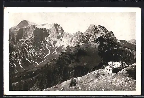 AK Ennstalerhütte, Ansicht mit Grossen und kleinen Buchstein und Tieflimauer