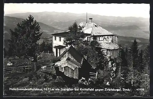AK Naturfreundeschutzhaus, Berghütte am Steinplan gegen Zirbitzkogel