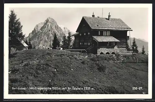 AK Mödlingerhütte, Berghütte mit Gr. Ödstein, Gesäuse