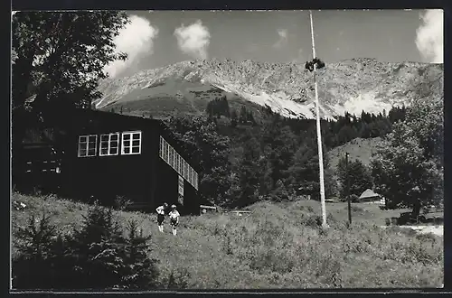 AK Jausenstation Pflanslhütte, Berghütte von B. Zangl auf der Brunnalm