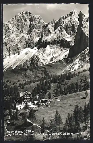 AK Austriahütte, Berghütte gegen Hohen Dachstein und Dirndln