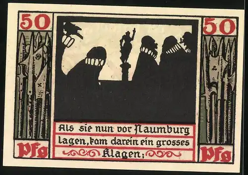 Notgeld Naumburg a. Saale 1920, 50 Pfennig, Wappen mit Schwert und Schlüssel