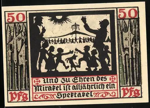 Notgeld Naumburg a. Saale 1920, 50 Pfennig, Spektakel zu Ehren des Mirakel