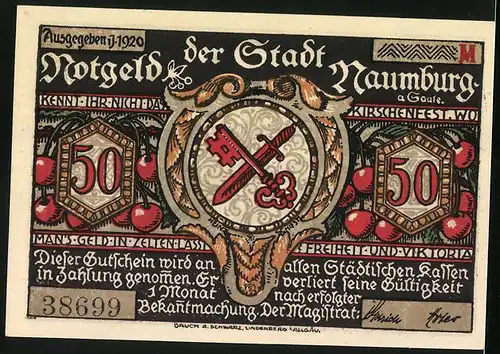 Notgeld Naumburg a. Saale 1920, 50 Pfennig, Spektakel zu Ehren des Mirakel