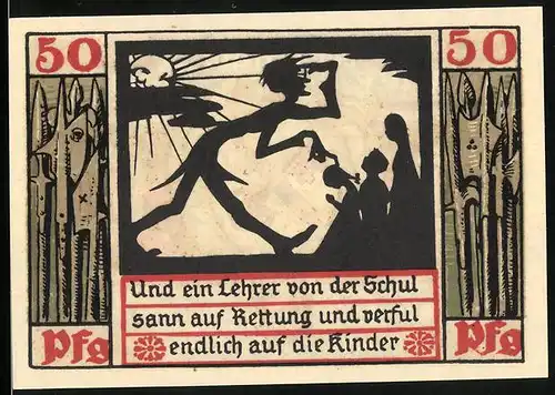 Notgeld Naumburg a. Saale 1920, 50 Pfennig, ein Lehrer sann auf Rettung...