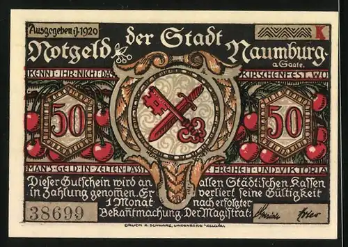 Notgeld Naumburg a. Saale 1920, 50 Pfennig, Kirschen für die Kleine