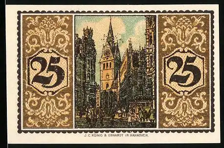 Notgeld Hannover 1921, 25 Pfennig, Blick zur Marktkirche