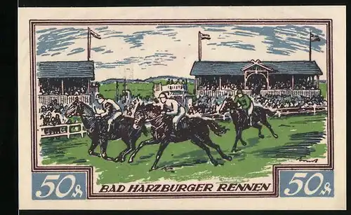 Notgeld Braunschweig 1921, 50 Pfennig, Bad Harzburger Rennen