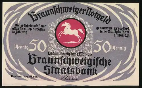 Notgeld Braunschweig 1921, 50 Pfennig, Bad Harzburger Rennen