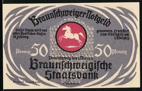 Notgeld Braunschweig 1921, 50 Pfennig, Bad Harzburger Rennen