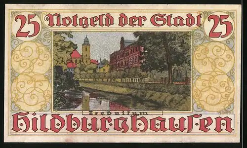 Notgeld Hildburghausen, 25 Pfennig, Technikum und Wappen