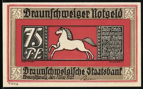 Notgeld Braunschweig 1921, 75 Pfennig, Eulenspiegel als Arzt