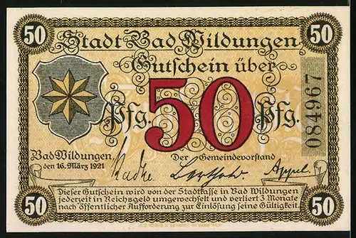 Notgeld Bad Wildungen 1921, 50 Pfennig, Heilquelle