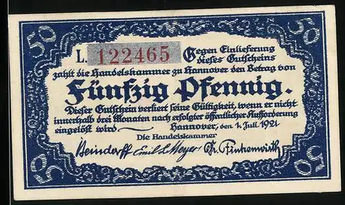 Notgeld Hannover 1921 50 Pfennig, Leinepartie mit Beginenturm