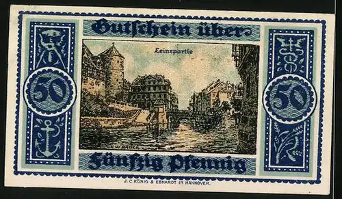 Notgeld Hannover 1921 50 Pfennig, Leinepartie mit Beginenturm