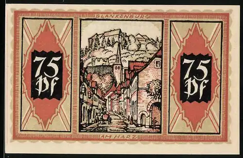 Notgeld Braunschweig 1921, 75 Pfennig, Blankenburg am Harz