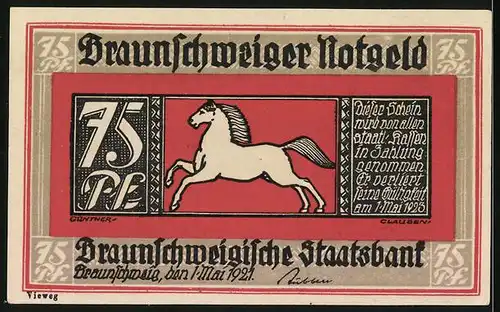 Notgeld Braunschweig 1921, 75 Pfennig, Eulenspiegel als Arzt