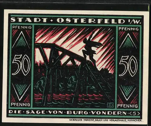 Notgeld Osterfeld i. W. 1921, 50 Pfennig, Sage von Burg Vondern (5)