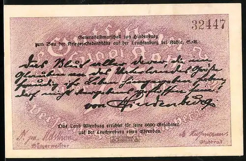 Notgeld Kahla / Saale, 75 Pfennig, Fliegeraufnahme der Leuchtenburg