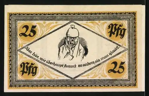 Notgeld Stolzenau /Weser 1921, 50 Pfennig, Wilhelm Busch-Denkmal