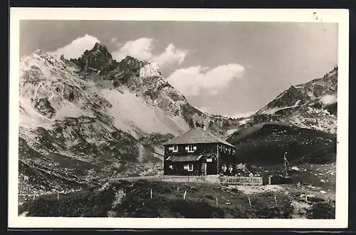 AK Franz Fischerhütte am Zaunersee, Ansicht mit Faulkogel, Radstädter-Tauern