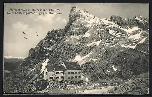 AK Riemannhaus am steinernen Meer gegen Breithorn