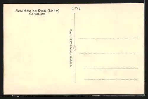 AK Filzsteinhaus, Blick gegen Gerlosplatte