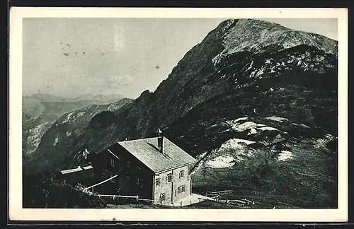 AK Carl von Stahl-Haus, Berghütte am Torrenerjoch mit Schneibstein
