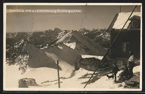 AK Zittelhaus, Berghütte auf dem Sonnblick gegen Goldbergspitze