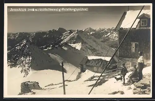 AK Zittelhaus, Berghütte auf dem Sonnblick gegen Goldbergspitze