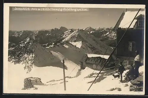 AK Zittelhaus, Berghütte auf dem Sonnblick gegen Goldbergspitze