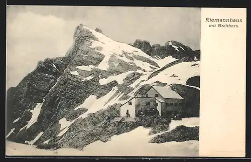 AK Riemannhaus, Berghütte mit Breithorn