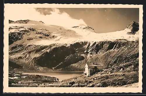 AK Rudofshütte, Berghütte mit Granatspitze und Sonnblick