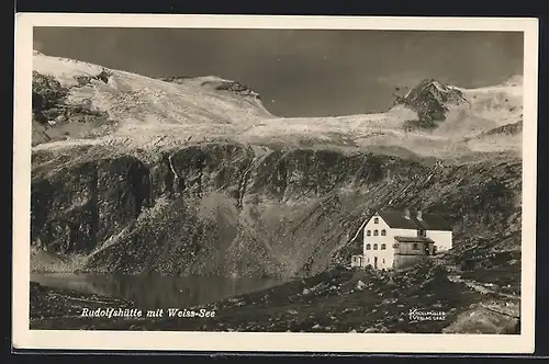 AK Rudolfshütte, Berghütte mit Weiss-See