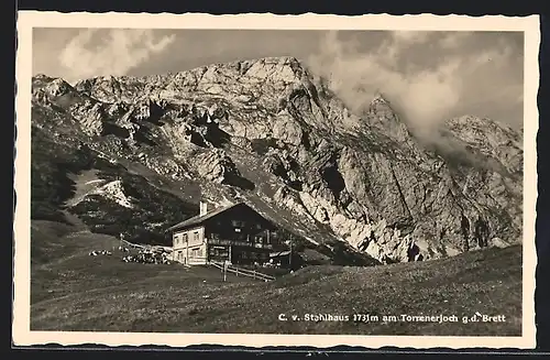 AK C. v. Stahlhaus, Berghütte am Torrenerjoch g. d. Brett