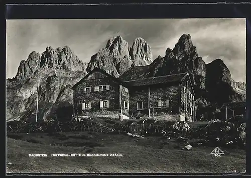 AK Hofpürglhütte, Berghaus mit Bischofsmütze im Dachsteingebirge