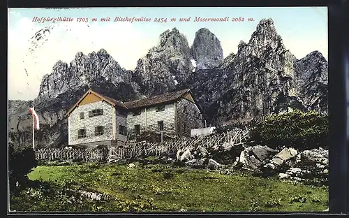 AK Hofprüglhütte mit Bischofmütze und Mosermandl