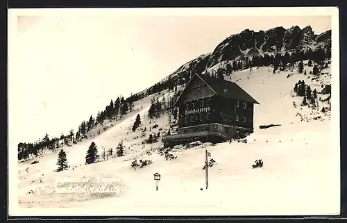 AK Vindobonahaus, Berghütte im Schnee