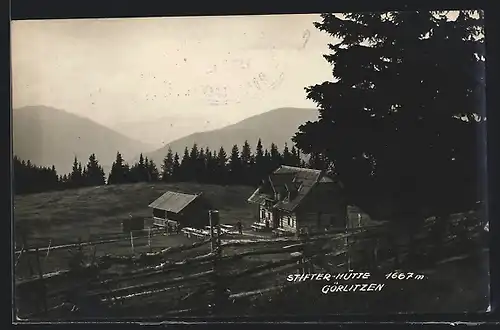 AK Stifter-Hütte Görlitzen mit Tannen