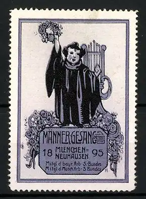 Reklamemarke Männer-Gesang-Verein München-Neuhausen 1895, Münchner Kindl mit Lyra