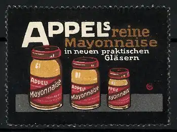 Reklamemarke Appel's reine Mayonnaise in neuen praktischen Gläsern, verschiedene Glasgrössen