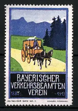 Reklamemarke Bayrischer Verkehrs-Beamten-Verein, Pferdekutsche, Bild 7
